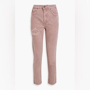 SANDRO
Jilly Cropped Distressed High-rise Straight-leg Jeans In Antique Rose